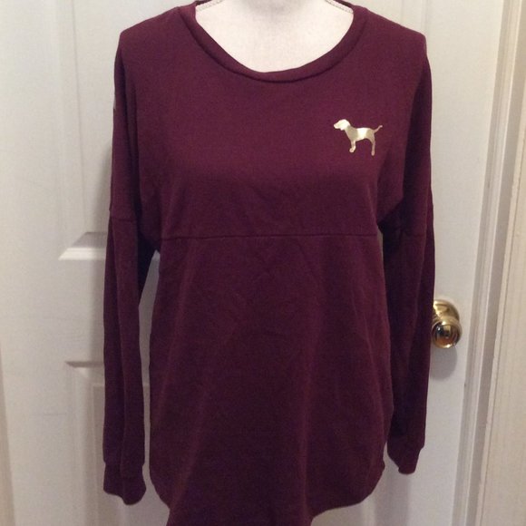 PINK Victoria's Secret Tops - Pink Victoria's Secret Top S Maroon Gold Lettering